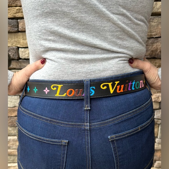 Louis Vuitton Monogram New Wave Black Leather Belt GHW 31.75”-35.75” Box Bag COA - Picture 12 of 12